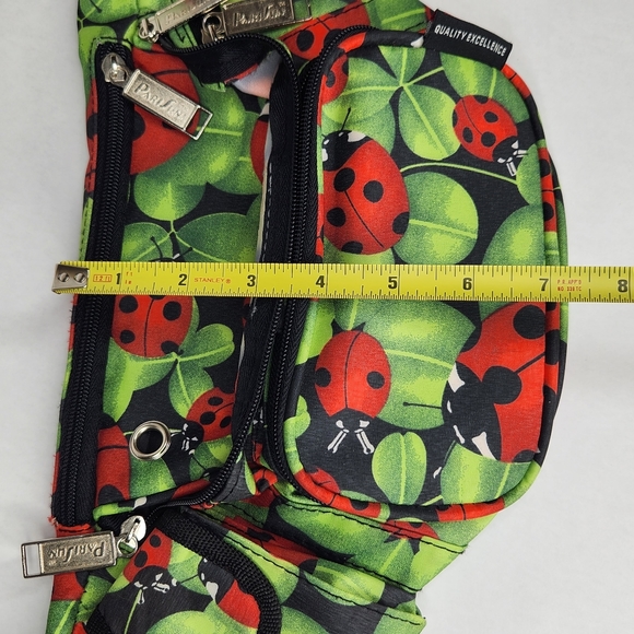 Large Ladybug Leaf Print Fanny Pack Crossbody Bum Bag Vintage 90s Pa - Picture 11 of 12